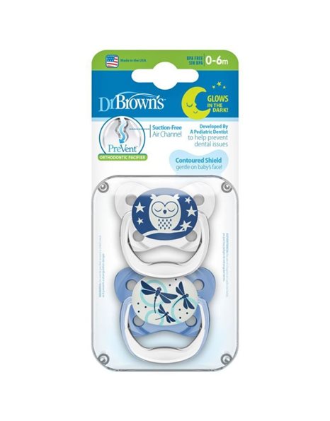 Dr. Browns Ορθοδοντικές Πιπίλες Σιλικόνης για 0-6 μηνών Νυκτός Λιβελούλα Μπλε 2τμχ. Dr. Browns Ορθοδοντικές Πιπίλες Σιλικόνης για 0-6 μηνών Νυκτός Λιβελούλα Μπλε 2τμχ.